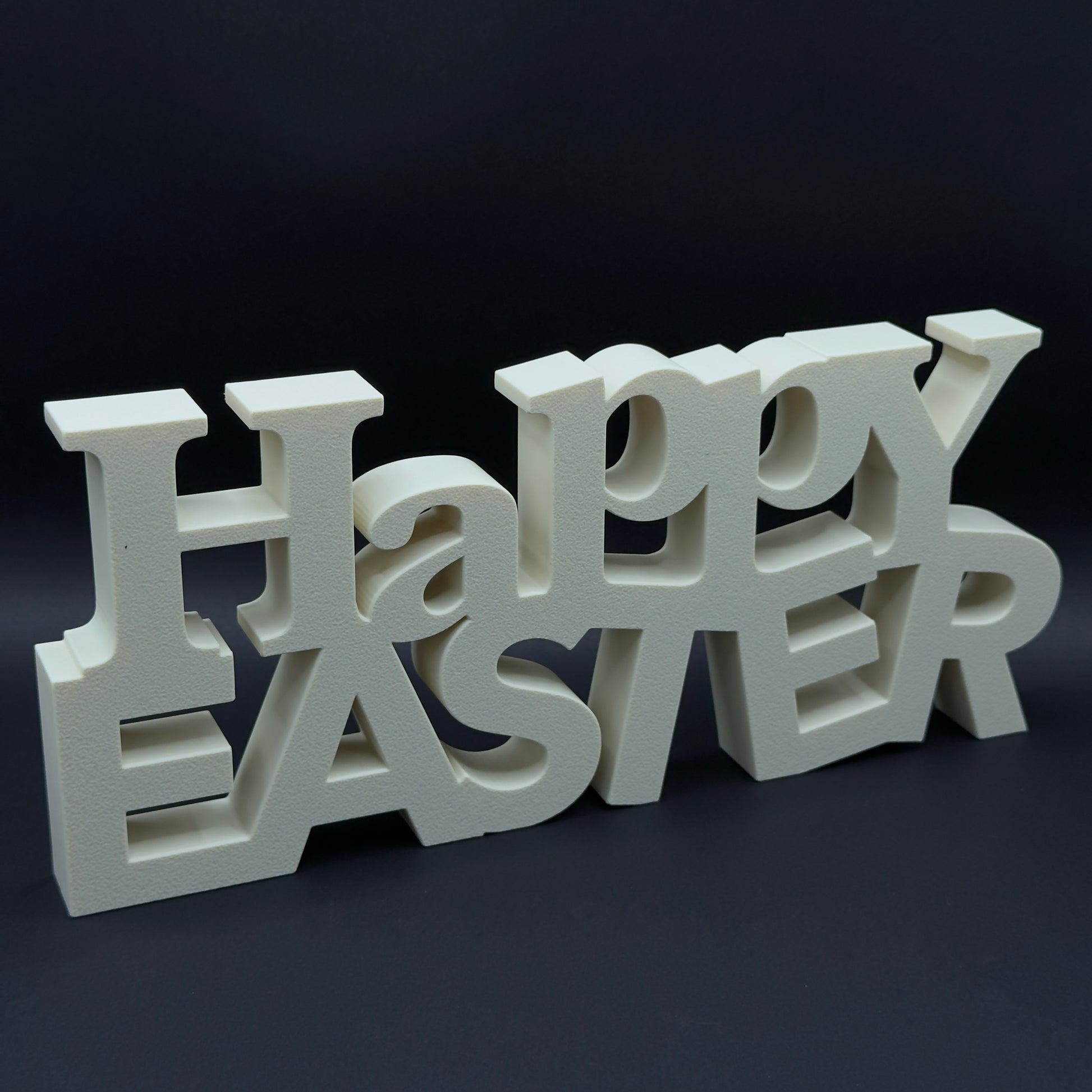 Colorful "Happy Easter" design by MX³ Design featuring festive eggs and spring flowers in a cheerful layout.